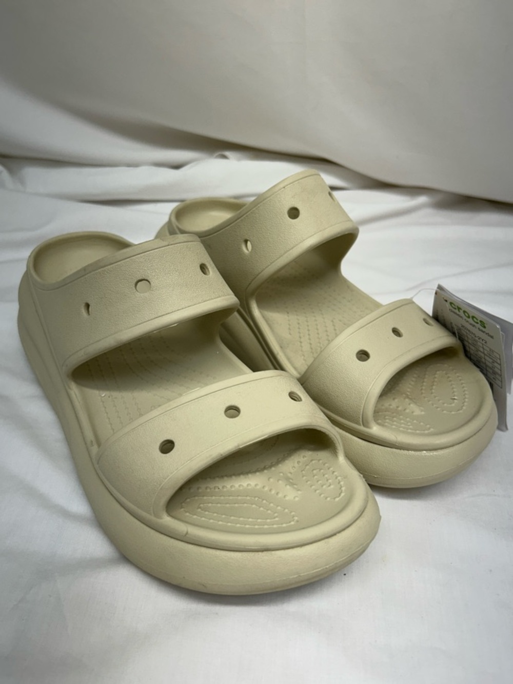 CROCS Classic Crush Platform Sandal Bone Slip On Comfort Women’s 11 Men’s 9